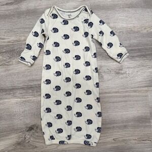 Touched by Nature Organic Cotton Hedgehog Baby Gown Cream Navy 0-6M